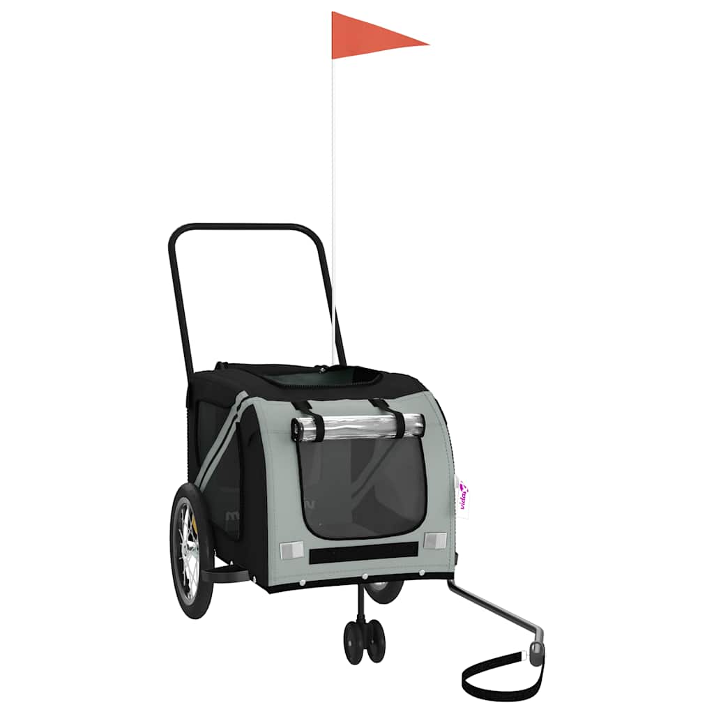 Rimorchio da Bici per Animali Grigio e Nero Oxford e Ferro - homemem39