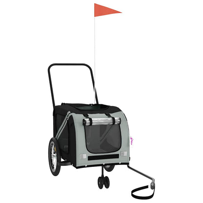 Rimorchio da Bici per Animali Grigio e Nero Oxford e Ferro - homemem39