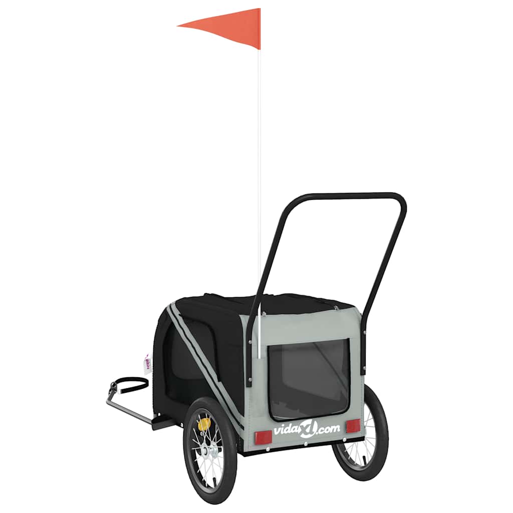 Rimorchio da Bici per Animali Grigio e Nero Oxford e Ferro - homemem39