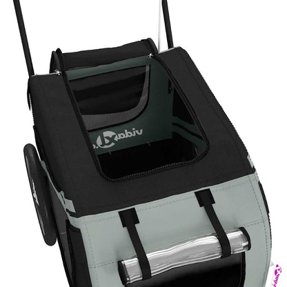 Rimorchio da Bici per Animali Grigio e Nero Oxford e Ferro - homemem39