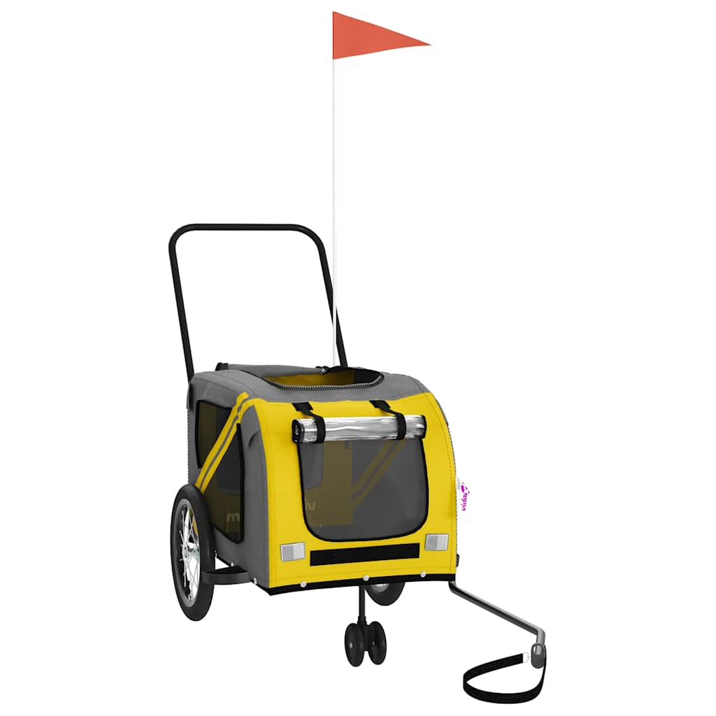 Rimorchio da Bici per Animali Giallo e Grigio Oxford e Ferro - homemem39