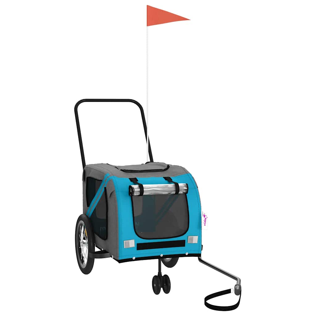 Rimorchio da Bici per Animali Blu e Grigio Oxford e Ferro - homemem39