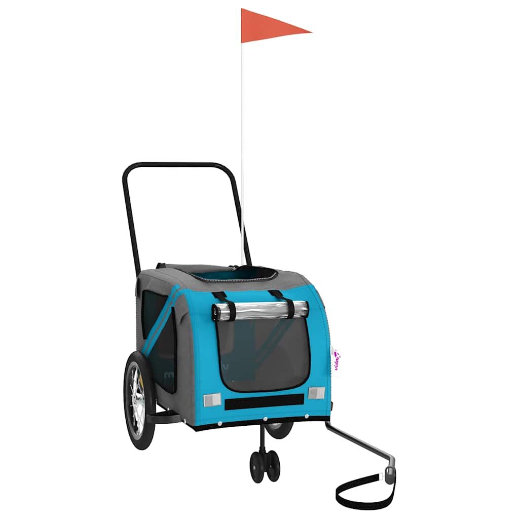 Rimorchio da Bici per Animali Blu e Grigio Oxford e Ferro - homemem39