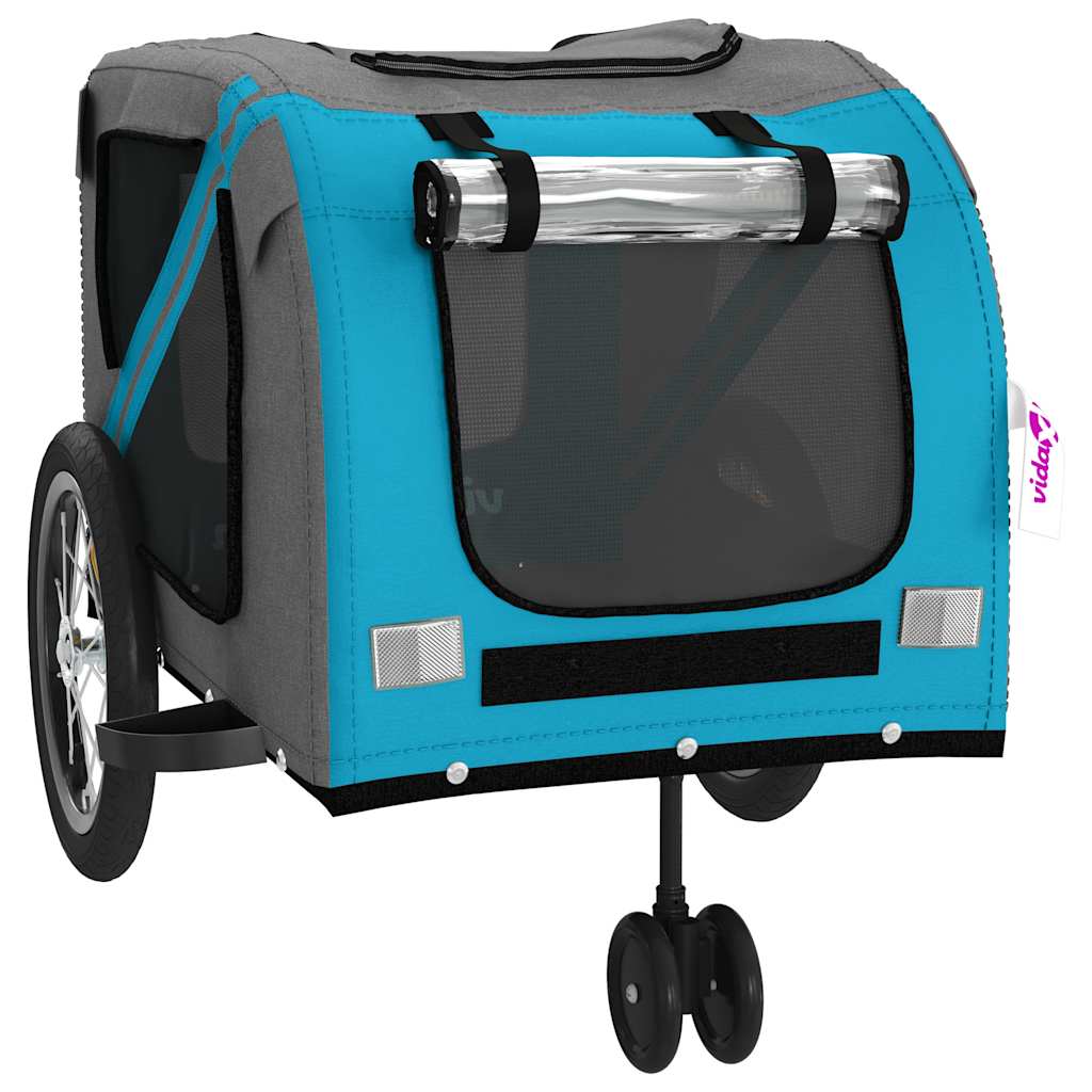 Rimorchio da Bici per Animali Blu e Grigio Oxford e Ferro | homemem39
