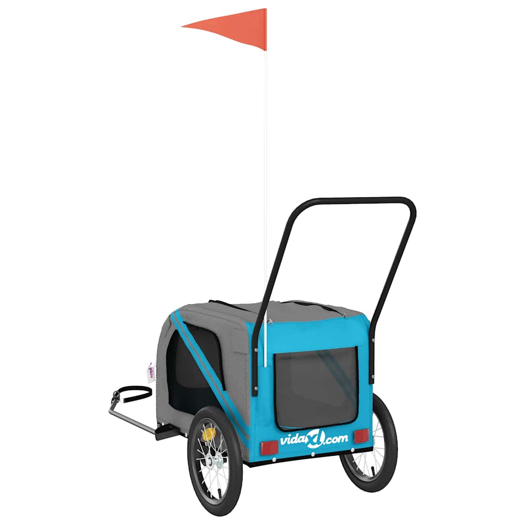 Rimorchio da Bici per Animali Blu e Grigio Oxford e Ferro - homemem39