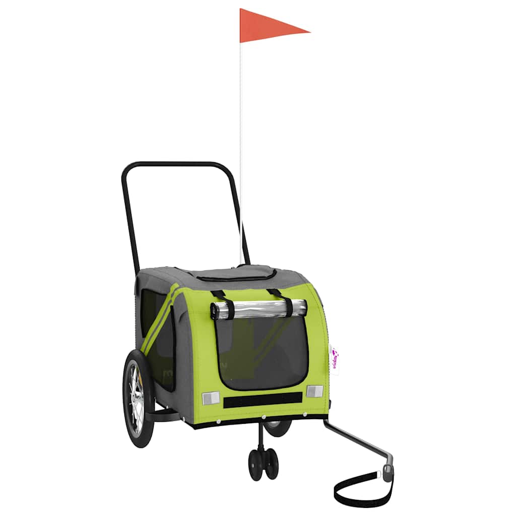 Rimorchio da Bici per Animali Verde e Grigio Oxford e Ferro - homemem39