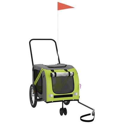 Rimorchio da Bici per Animali Verde e Grigio Oxford e Ferro - homemem39