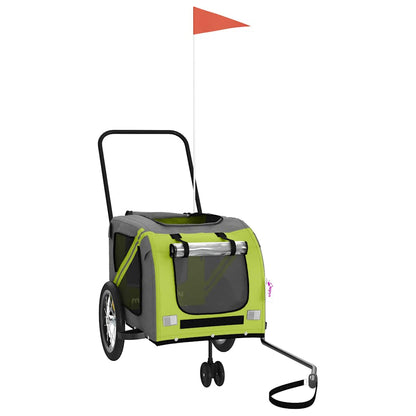 Rimorchio da Bici per Animali Verde e Grigio Oxford e Ferro - homemem39