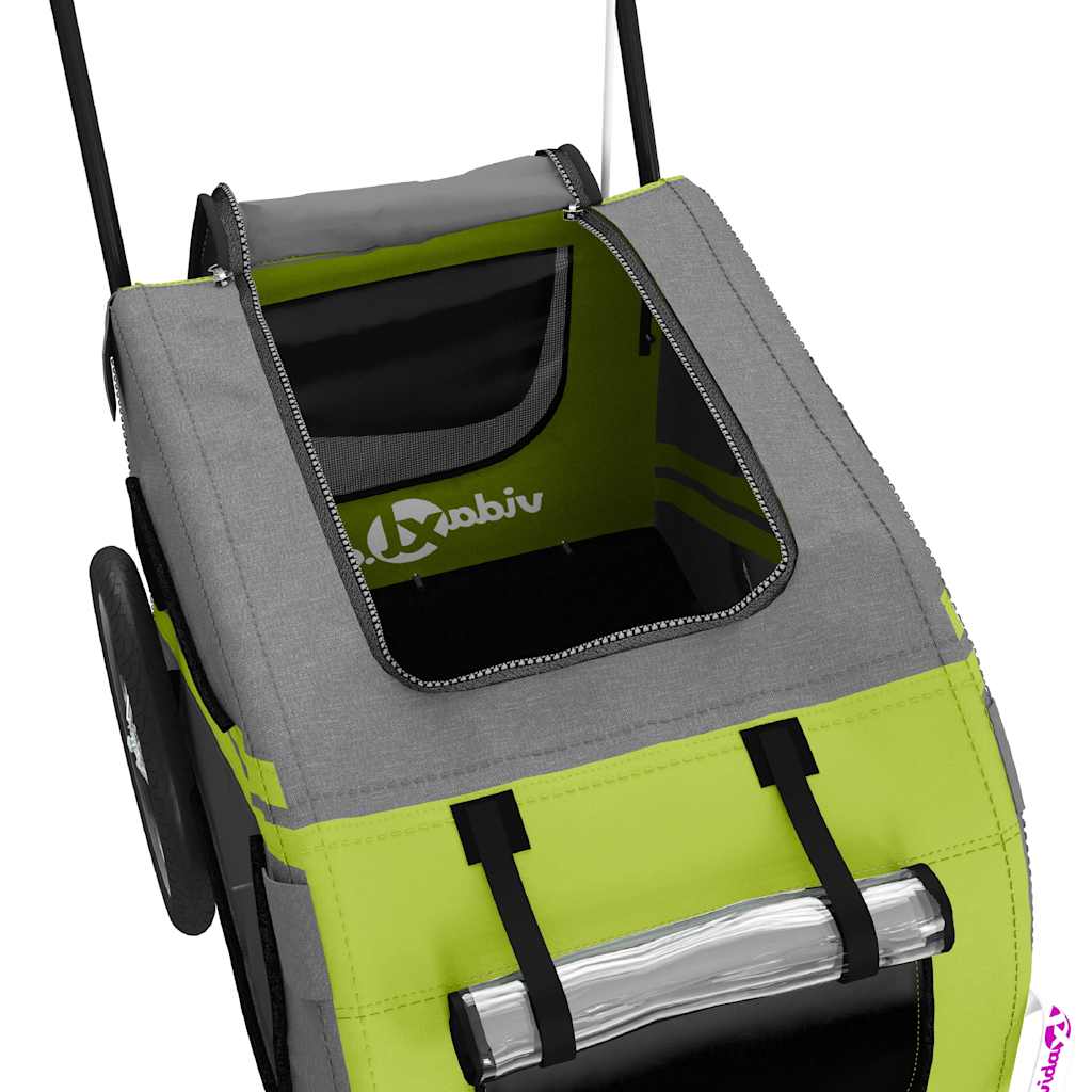 Rimorchio da Bici per Animali Verde e Grigio Oxford e Ferro - homemem39