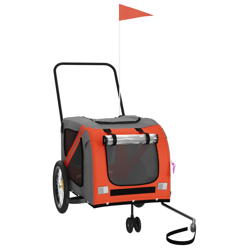 Rimorchio da Bici per Animali Arancione e Grigio Oxford e Ferro - homemem39