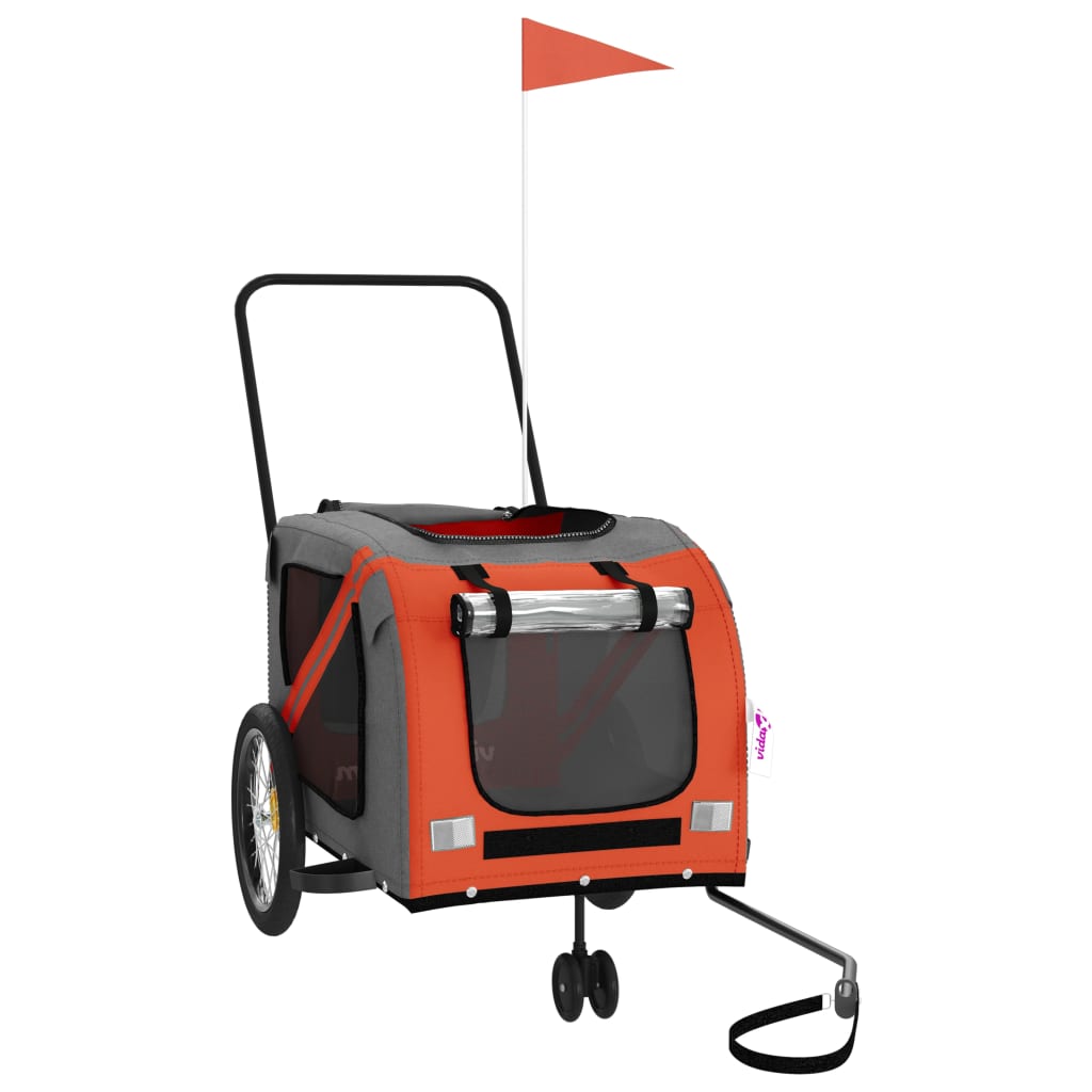 Rimorchio da Bici per Animali Arancione e Grigio Oxford e Ferro - homemem39