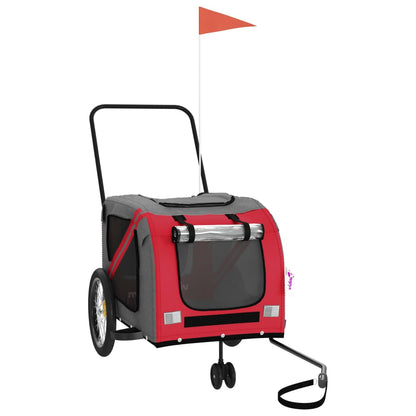 Rimorchio da Bici per Animali Rosso e Grigio Oxford e Ferro - homemem39