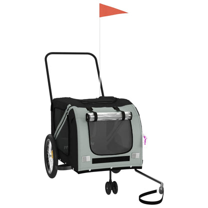 Rimorchio da Bici per Animali Grigio e Nero Oxford e Ferro - homemem39