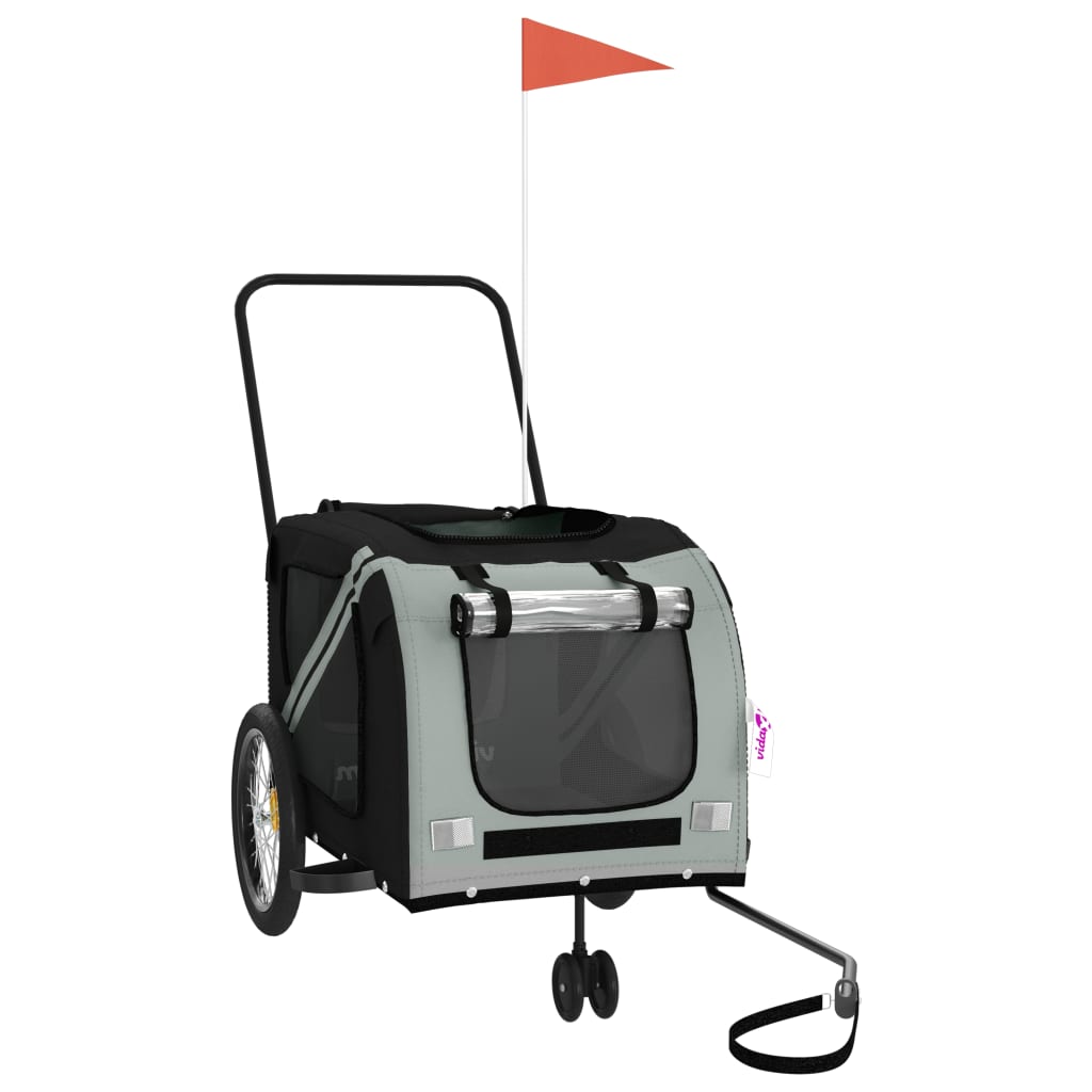 Rimorchio da Bici per Animali Grigio e Nero Oxford e Ferro - homemem39