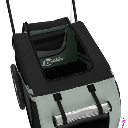 Rimorchio da Bici per Animali Grigio e Nero Oxford e Ferro - homemem39