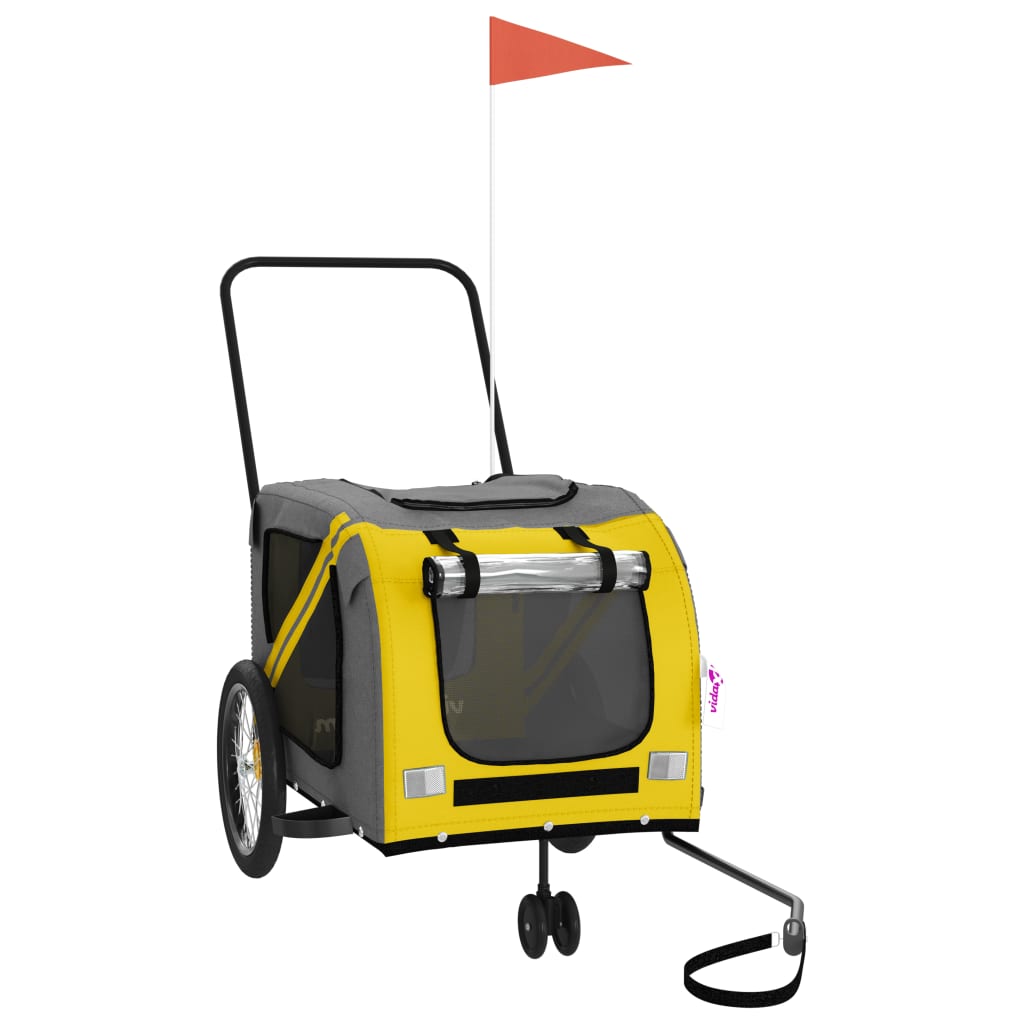 Rimorchio da Bici per Animali Giallo e Grigio Oxford e Ferro - homemem39