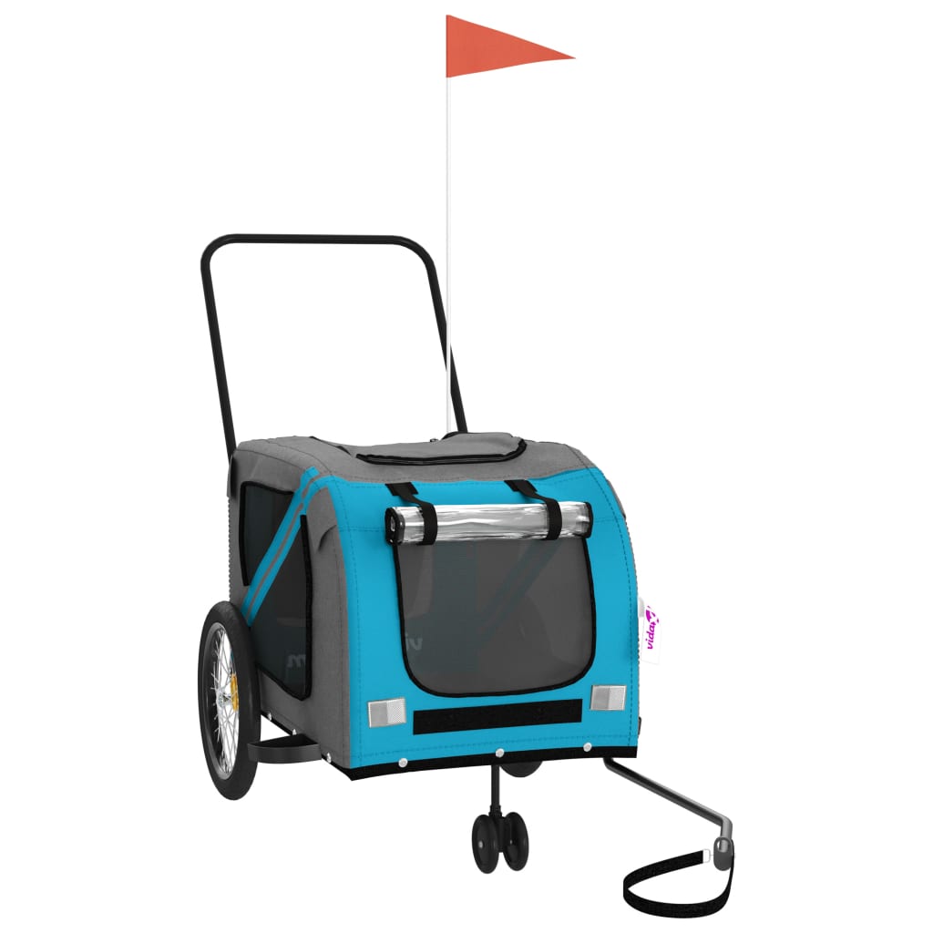 Rimorchio da Bici per Animali Blu e Grigio Oxford e Ferro - homemem39