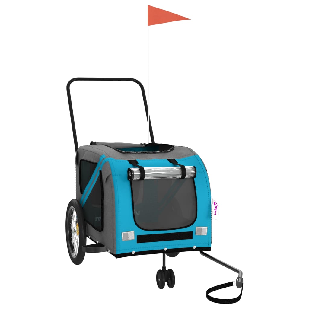 Rimorchio da Bici per Animali Blu e Grigio Oxford e Ferro - homemem39