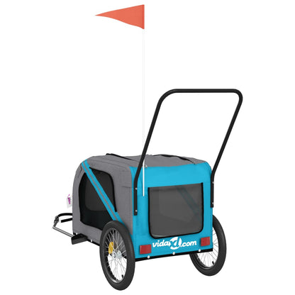 Rimorchio da Bici per Animali Blu e Grigio Oxford e Ferro - homemem39