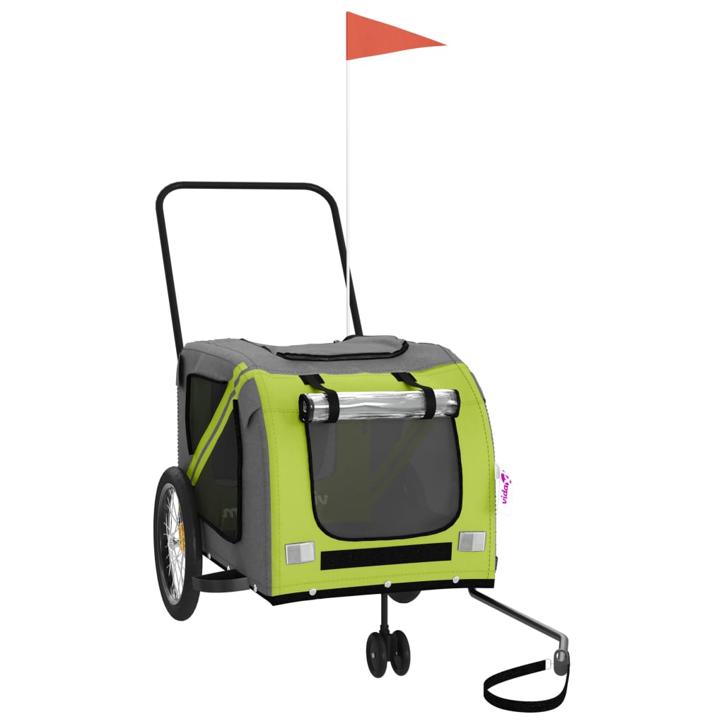 Rimorchio da Bici per Animali Verde e Grigio Oxford e Ferro - homemem39