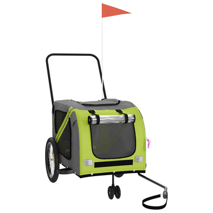 Rimorchio da Bici per Animali Verde e Grigio Oxford e Ferro - homemem39