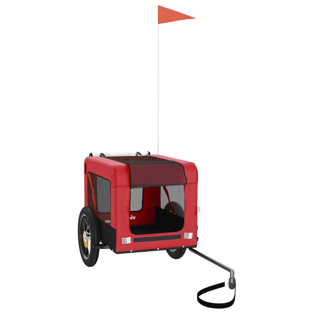 Rimorchio da Bici per Animali Rosso e Nero Oxford e Ferro - homemem39