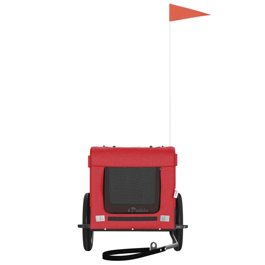 Rimorchio da Bici per Animali Rosso e Nero Oxford e Ferro - homemem39