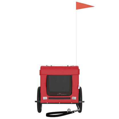 Rimorchio da Bici per Animali Rosso e Nero Oxford e Ferro - homemem39