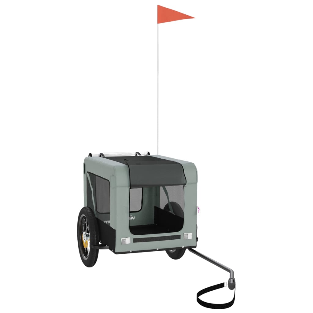 Rimorchio da Bici per Animali Grigio e Nero Oxford e Ferro - homemem39