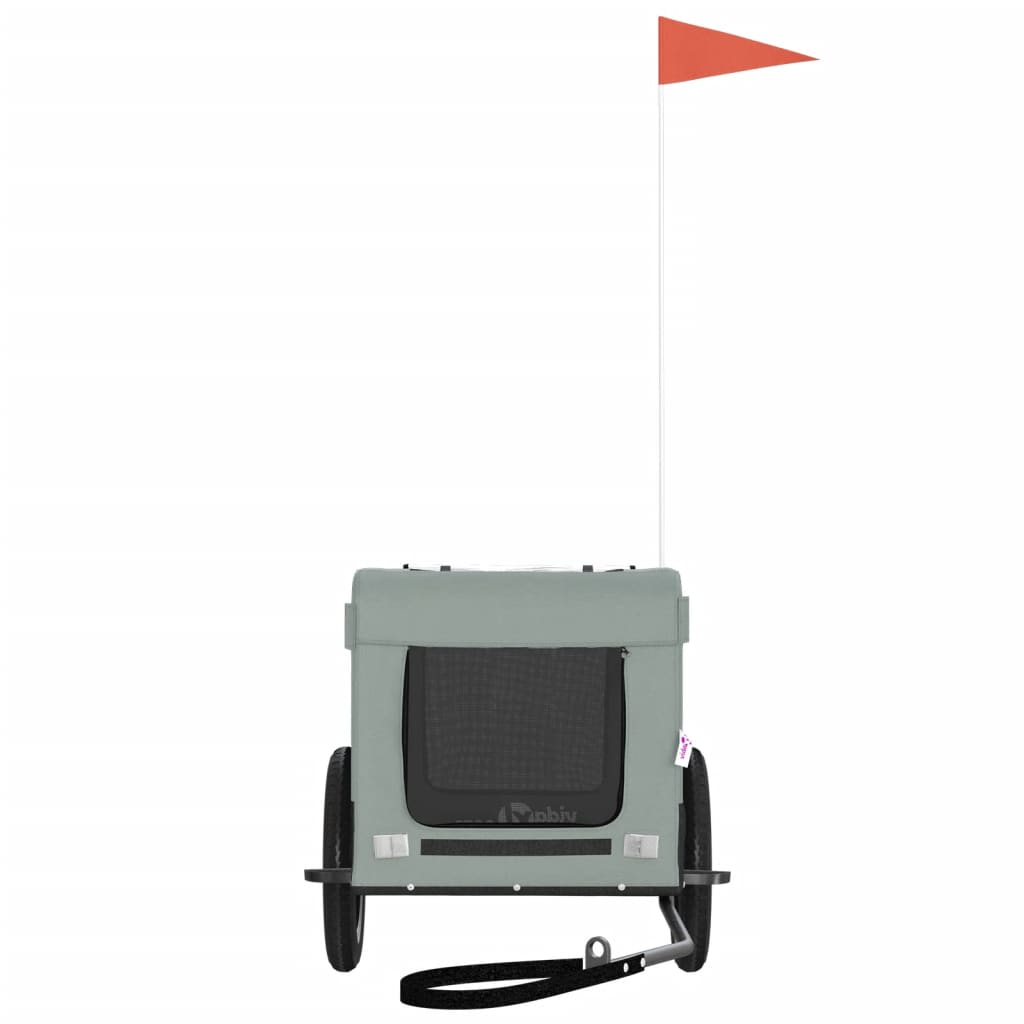 Rimorchio da Bici per Animali Grigio e Nero Oxford e Ferro - homemem39