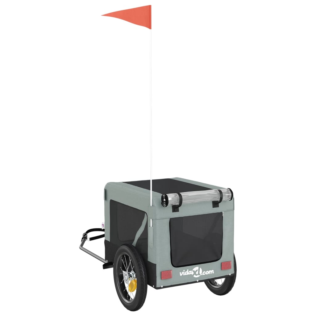 Rimorchio da Bici per Animali Grigio e Nero Oxford e Ferro - homemem39