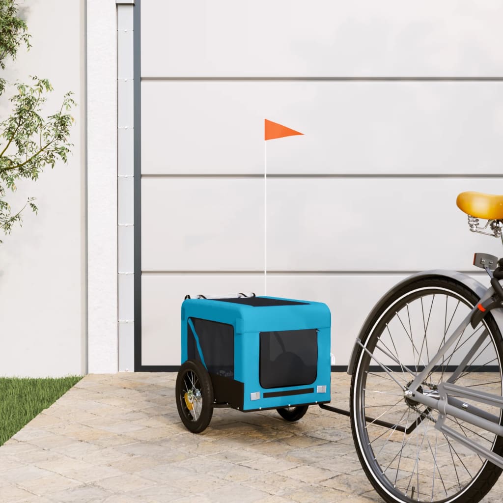 Rimorchio da Bici per Animali Blu e Nero Oxford e Ferro | homemem39