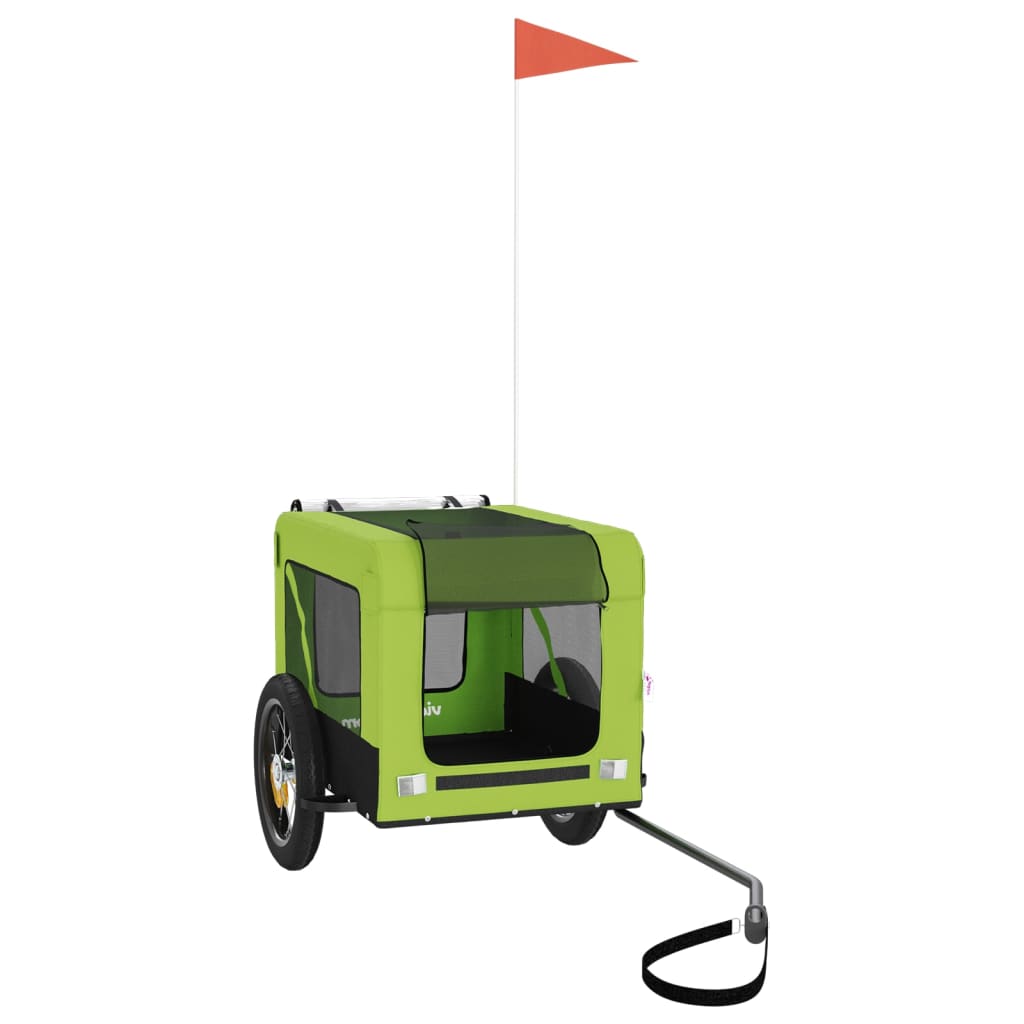 Rimorchio da Bici per Animali Verde e Nero Oxford e Ferro - homemem39