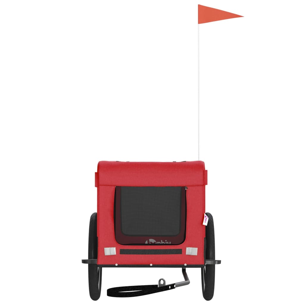 Rimorchio da Bici per Animali Rosso e Nero Oxford e Ferro - homemem39