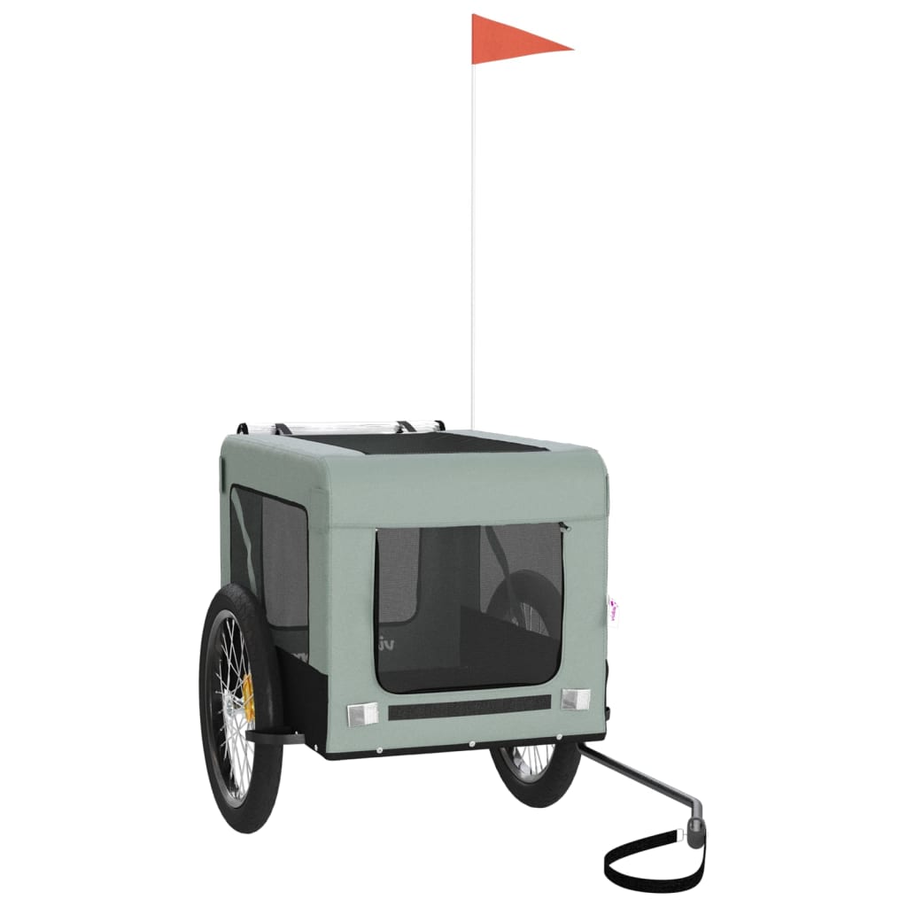 Rimorchio da Bici per Animali Grigio e Nero Oxford e Ferro - homemem39