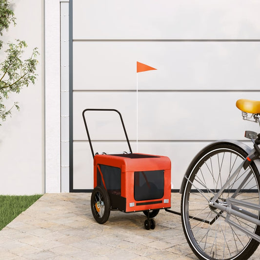 Rimorchio da Bici per Animali Arancione e Nero Oxford e Ferro | homemem39