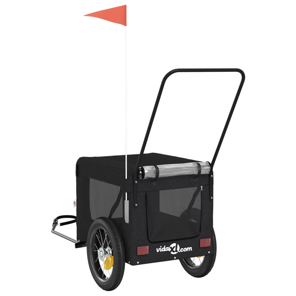 Rimorchio da Bici per Animali Nero Oxford e Ferro - homemem39