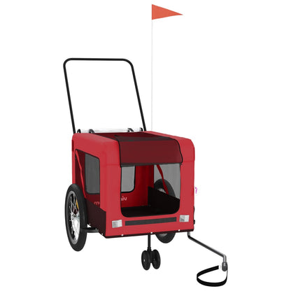 Rimorchio da Bici per Animali Rosso e Nero Oxford e Ferro - homemem39