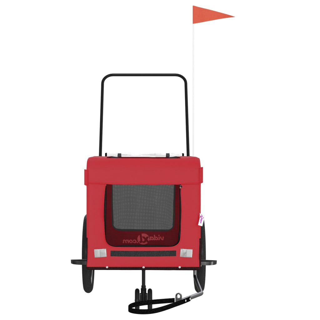 Rimorchio da Bici per Animali Rosso e Nero Oxford e Ferro - homemem39