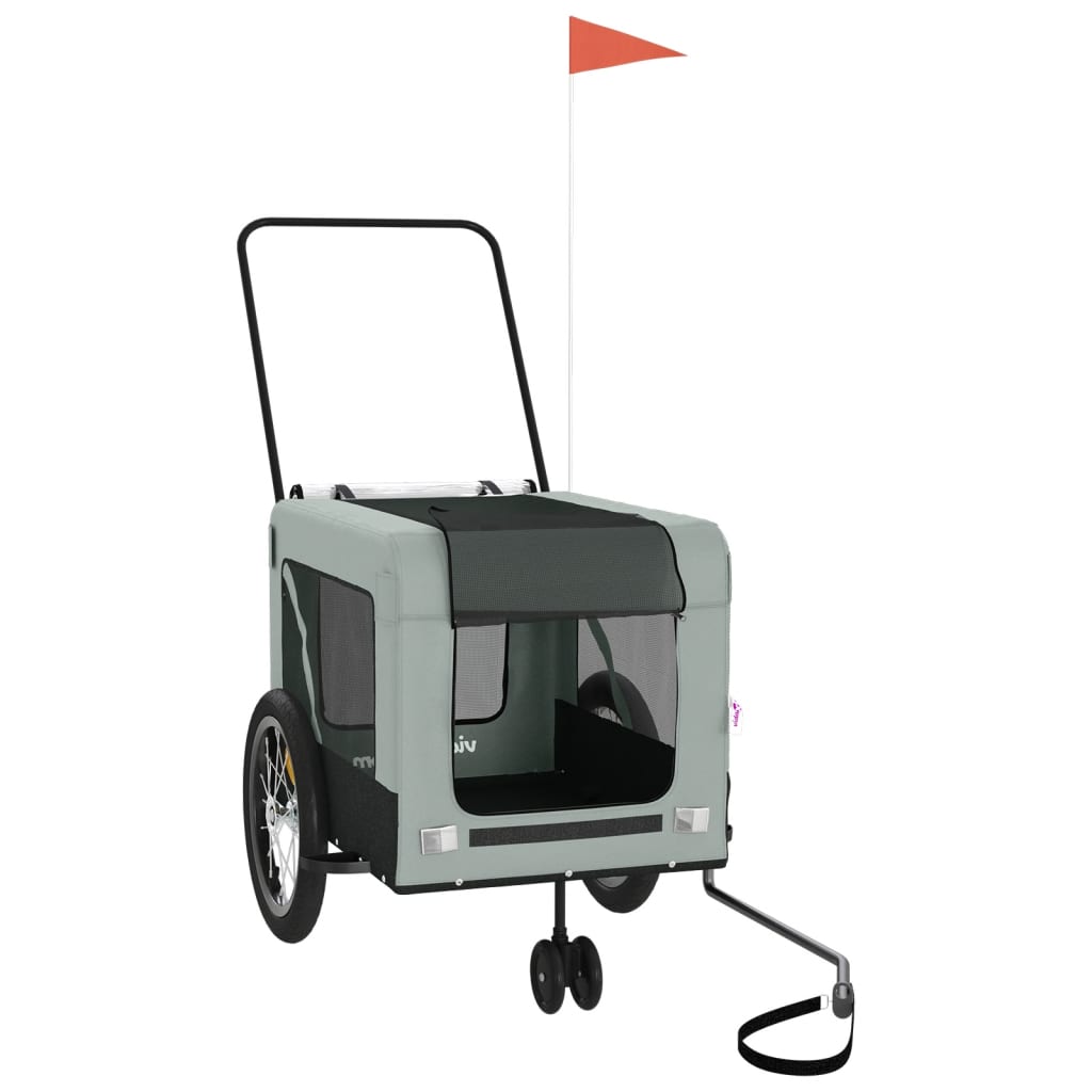 Rimorchio da Bici per Animali Grigio e Nero Oxford e Ferro - homemem39