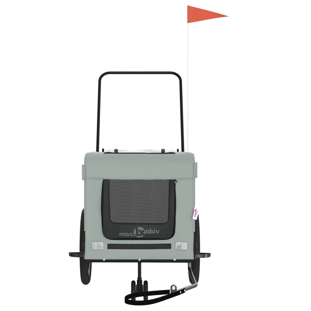 Rimorchio da Bici per Animali Grigio e Nero Oxford e Ferro - homemem39