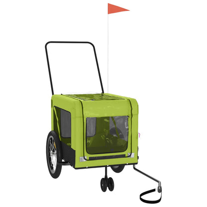 Rimorchio da Bici per Animali Verde e Nero Oxford e Ferro | homemem39