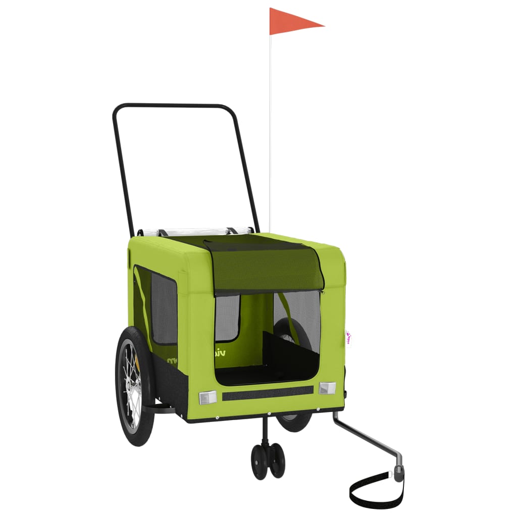 Rimorchio da Bici per Animali Verde e Nero Oxford e Ferro - homemem39