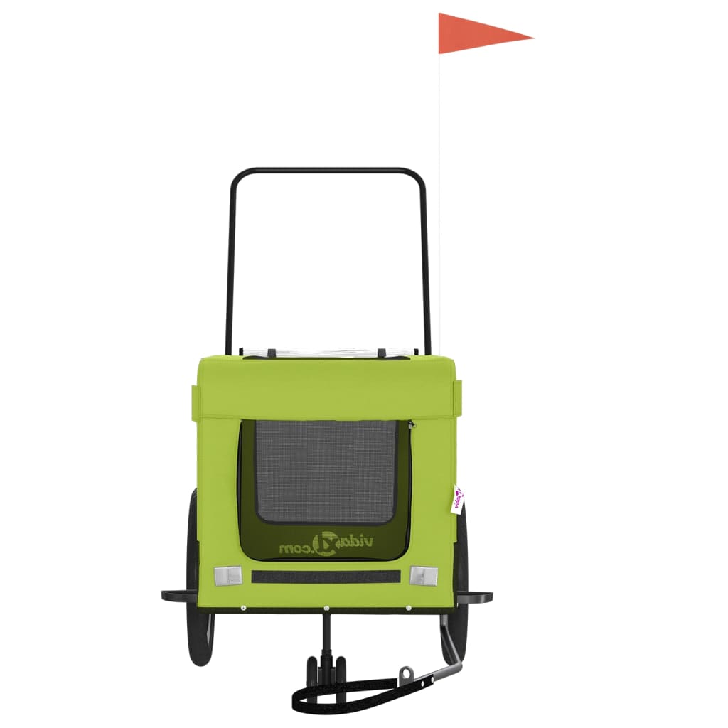 Rimorchio da Bici per Animali Verde e Nero Oxford e Ferro - homemem39