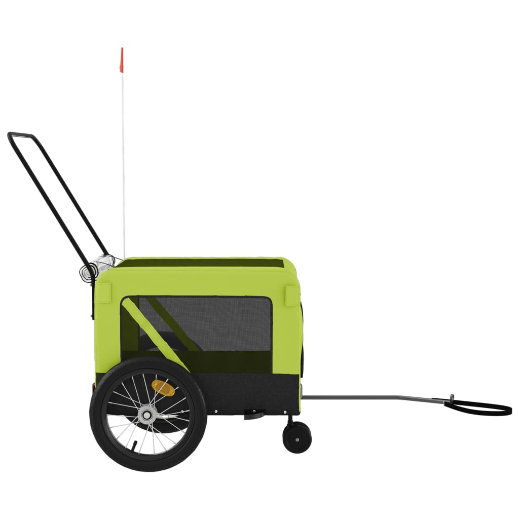 Rimorchio da Bici per Animali Verde e Nero Oxford e Ferro | homemem39
