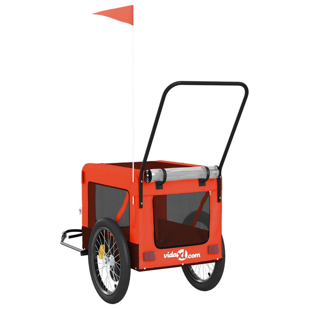 Rimorchio da Bici per Animali Arancione e Nero Oxford e Ferro - homemem39