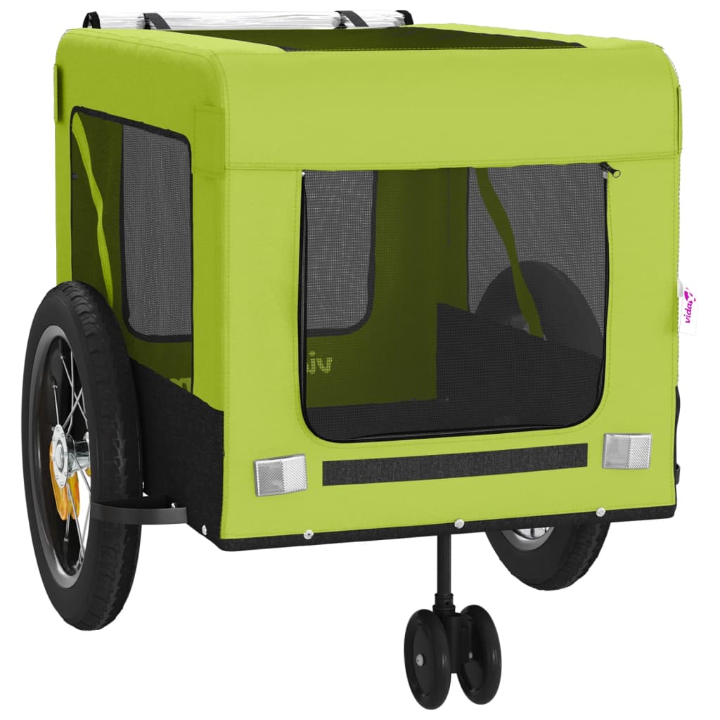 Rimorchio da Bici per Animali Verde e Nero Oxford e Ferro | homemem39