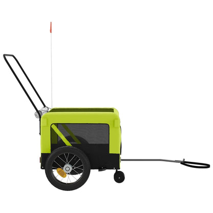 Rimorchio da Bici per Animali Verde e Nero Oxford e Ferro | homemem39