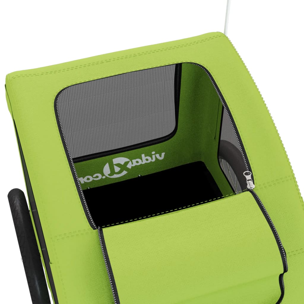 Rimorchio da Bici per Animali Verde Oxford e Ferro - homemem39