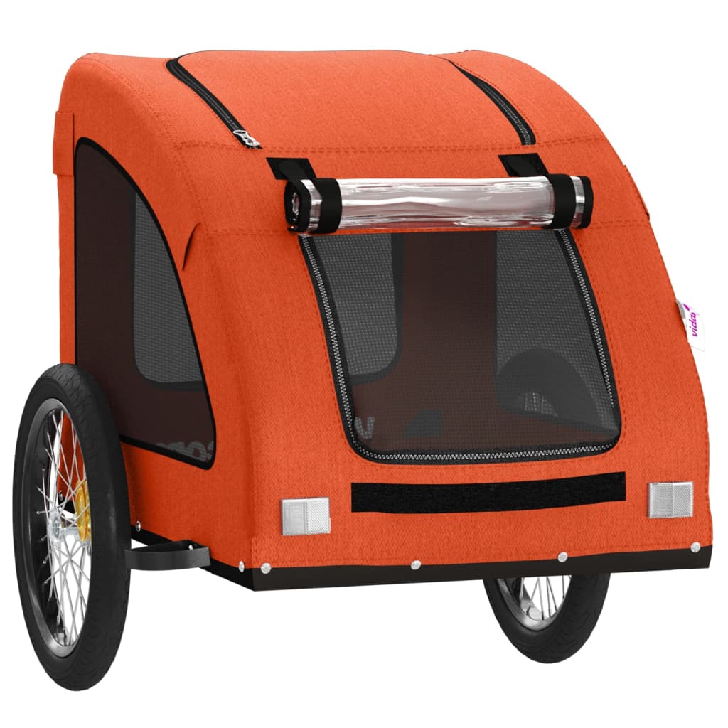 Rimorchio da Bici per Animali Arancione e Grigio Oxford e Ferro | homemem39